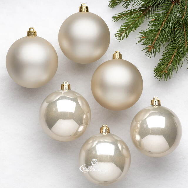 Набор пластиковых шаров Перламутр 8 см, 6 шт, mix Winter Deco