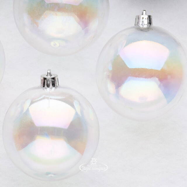 Набор пластиковых шаров Прозрачный Перламутр 8 см, 6 шт Winter Deco