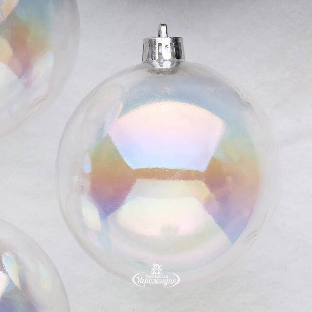 Набор пластиковых шаров Прозрачный Перламутр 8 см, 6 шт Winter Deco