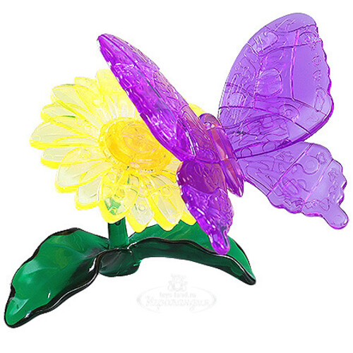 3D пазл Бабочка, фиолетовый, 9 см, 38 эл. Crystal Puzzle