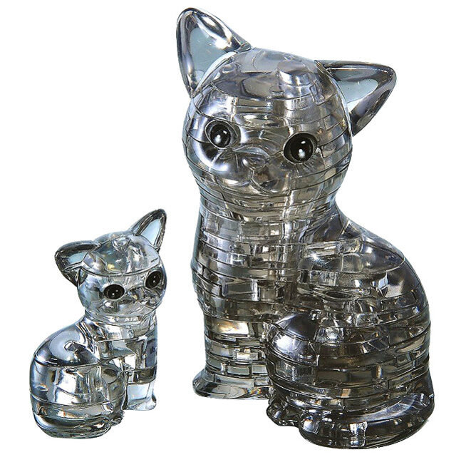 3Д пазл Кошка с котенком, черный, 9 см, 49 эл. Crystal Puzzle