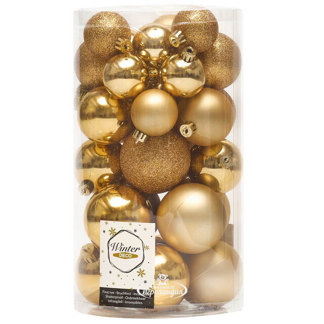 Набор пластиковых шаров Luminous - Золотой, 4-6 см, 30 шт Winter Deco