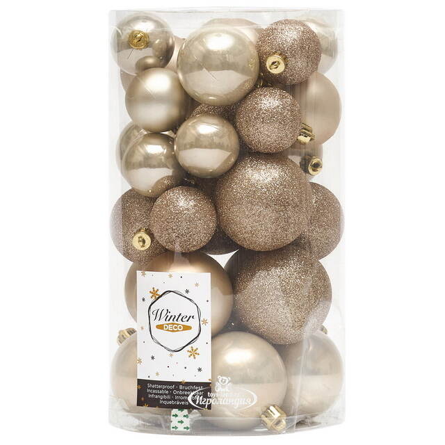 Набор пластиковых шаров Luminous - Перламутровый, 4-6 см, 30 шт Winter Deco
