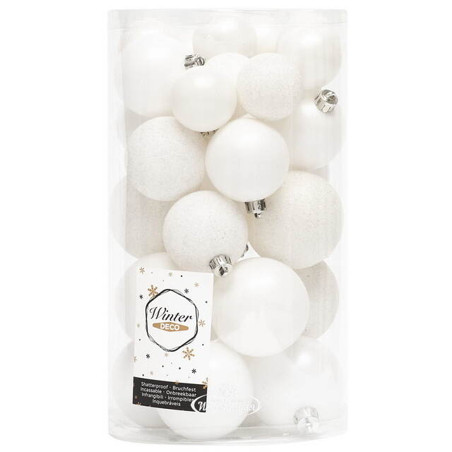 Набор пластиковых шаров Luminous - Белый, 4-6 см, 30 шт Winter Deco