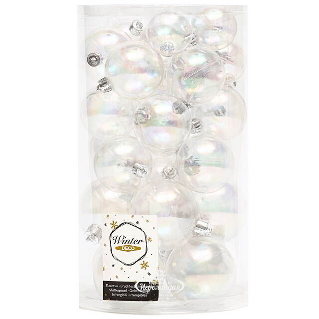 Набор пластиковых шаров Luminous - Прозрачный Перламутр, 4-6 см, 30 шт Winter Deco