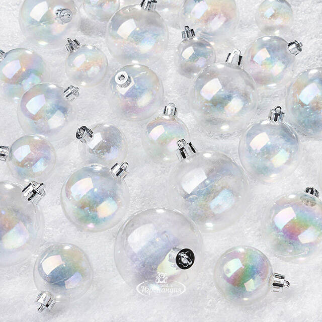 Набор пластиковых шаров Luminous - Прозрачный Перламутр, 4-6 см, 30 шт Winter Deco