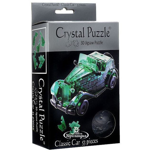 3D пазл Автомобиль, зеленый, 8 см, 53 эл. Crystal Puzzle