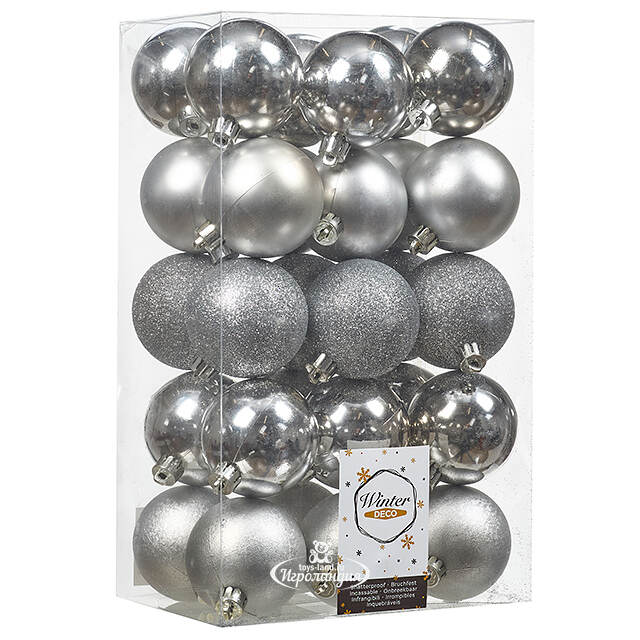 Коллекция пластиковых шаров Gracy - Silver 6 см, 30 шт, mix Winter Deco