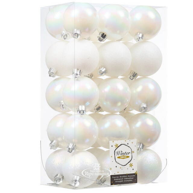 Коллекция пластиковых шаров Gracy - Белый перламутр 6 см, 30 шт Winter Deco
