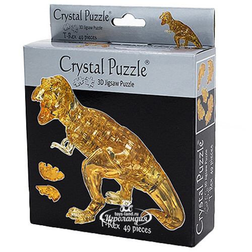 3Д пазл Динозавр T-Rex, 14 см, янтарный, 49 эл. Crystal Puzzle