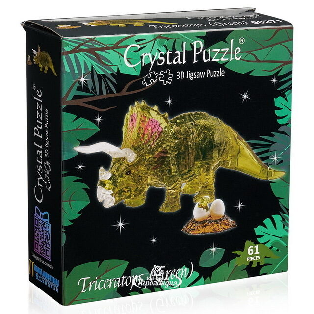 3Д пазл Трицератопс, 9 см, 61 эл Crystal Puzzle