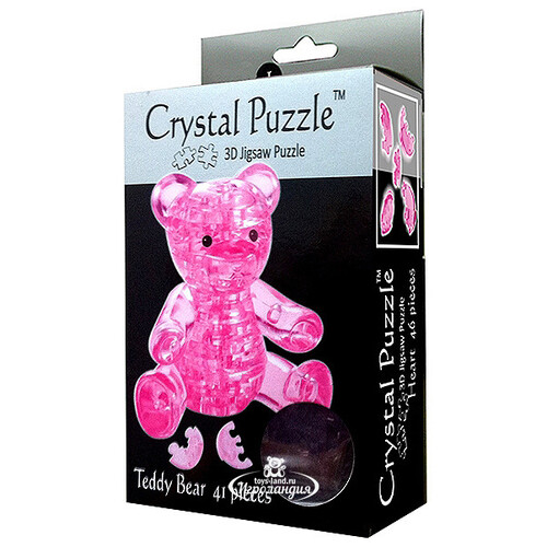 3Д пазл Мишка, розовый, 9 см, 41 эл. Crystal Puzzle