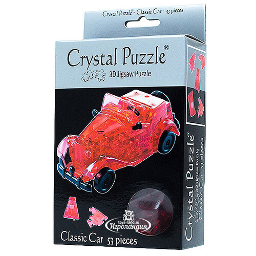 3D пазл Автомобиль, красный, 9 см, 53 эл. Crystal Puzzle