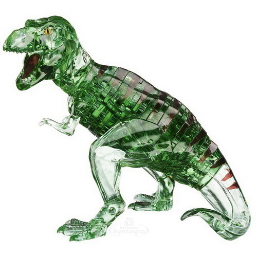 3D пазл Динозавр Тирекс, 49 элементов, зеленый со стикерами Crystal Puzzle
