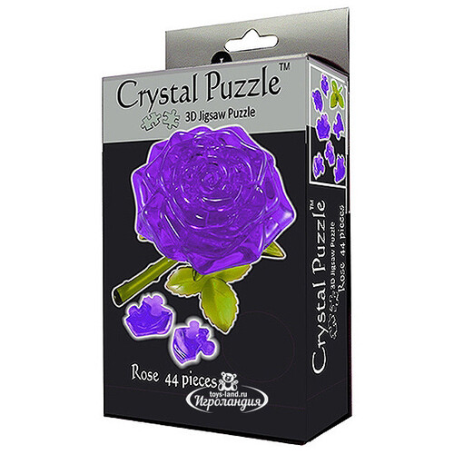 3D пазл Роза, фиолетовый, 8 см, 44 эл. Crystal Puzzle