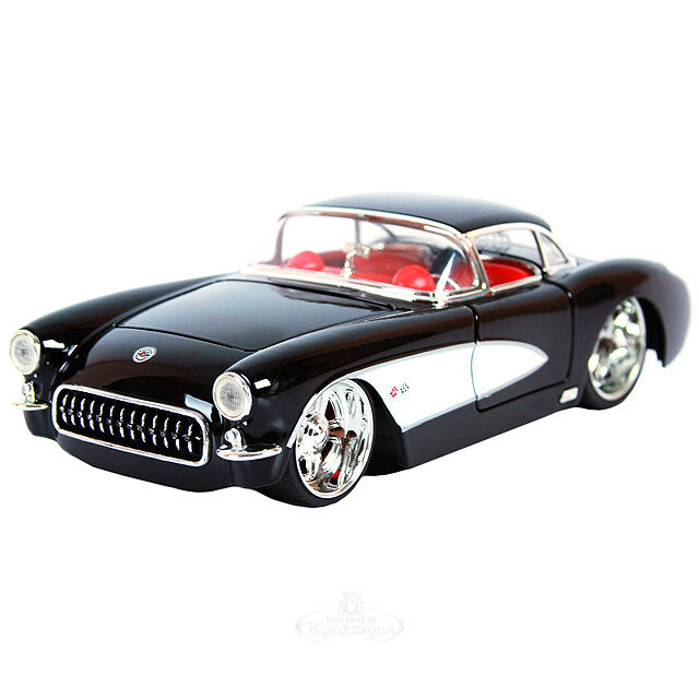 Модель машины "1957 Chevy Corvette", 1:24, металл, черный Jada Toys