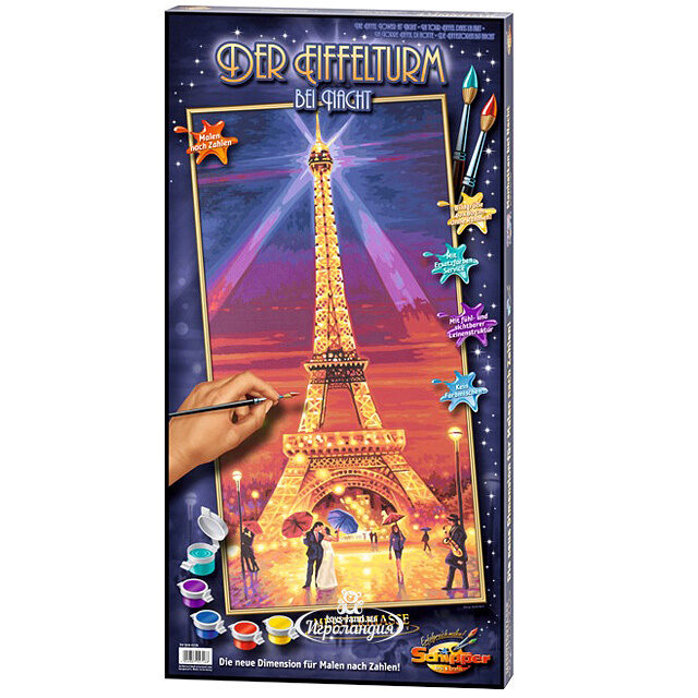 Картина по номерам "Эйфелева башня ночью", 40*80 см Schipper