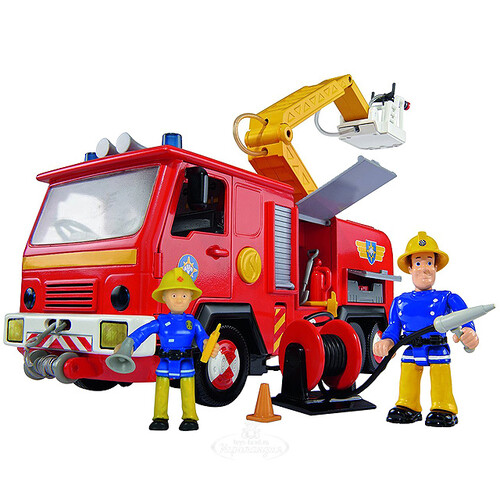Игровой набор Пожарный Сэм - Пожарная машина Deluxe Jupiter с водой светом и звуком 2 фигурки 28 см Simba