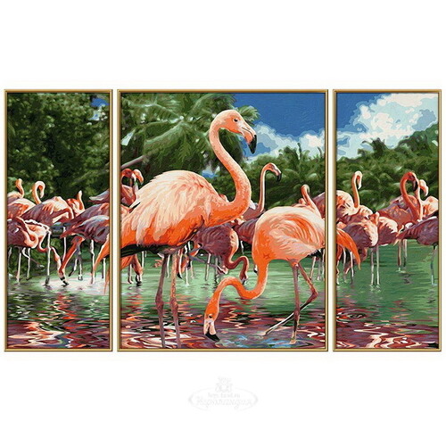 Картина по номерам триптих - Фламинго, 80*50 см Schipper
