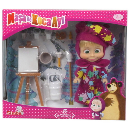 Кукла Маша - художница 12 см с мольбертом и красками, Маша и Медведь Simba