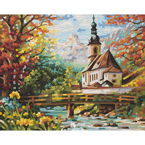 Картина по номерам "Церковь св. Себастьяна в Рамзау - пастозная техника", 40*50 см Schipper