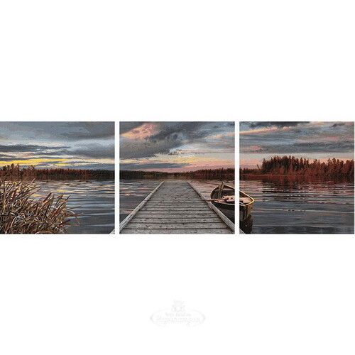 Картина по номерам триптих - Восход на озере, 120*40 см Schipper