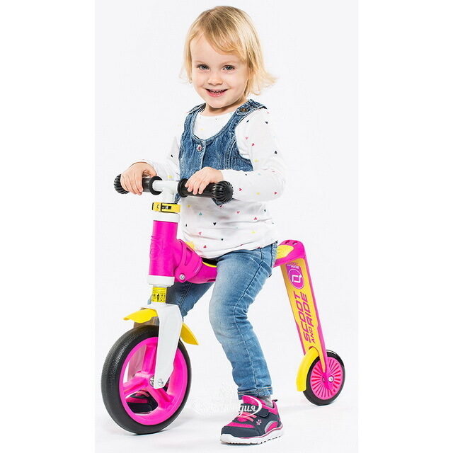 Трехколесный самокат-беговел 2 в 1 "Highway Baby Plus", желто-розовый, до 20 кг Scoot&Ride (Скот и Райд)