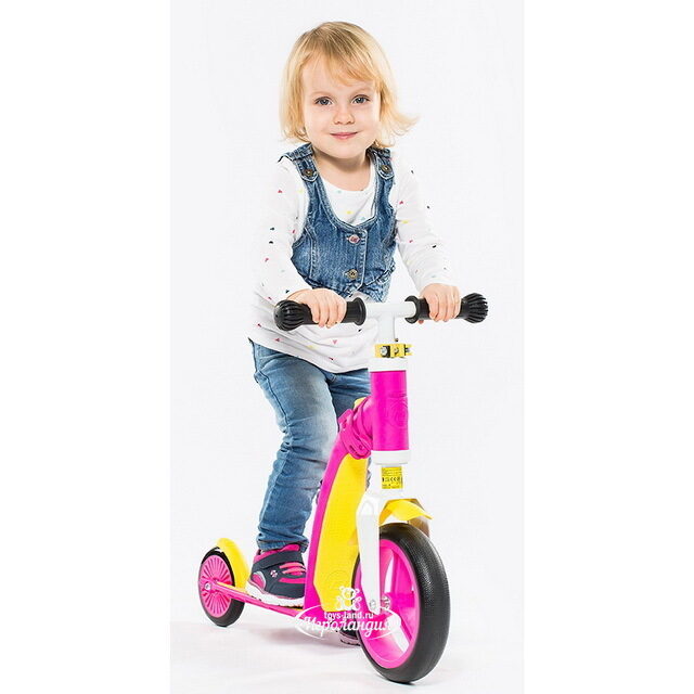 Трехколесный самокат-беговел 2 в 1 "Highway Baby Plus", желто-розовый, до 20 кг Scoot&Ride (Скот и Райд)