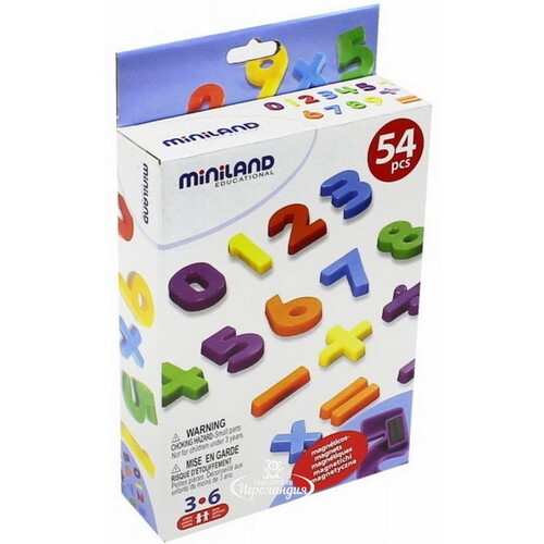 Набор магнитов Цифры и Математические знаки, 54 элемента, Miniland Miniland