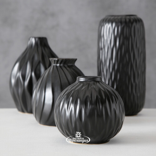 Фарфоровые вазы для цветов Masconni Black Pearl 9-19 см, 4 шт Boltze