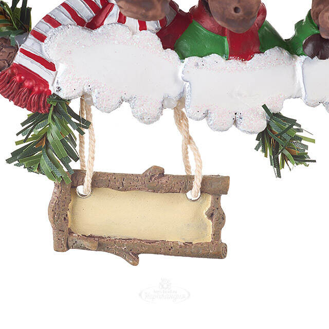 Именная елочная игрушка Лось Хартли и Семья 13*7 см, подвеска Kurts Adler