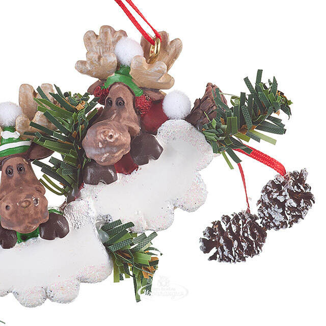 Именная елочная игрушка Лось Хартли и Семья 13*7 см, подвеска Kurts Adler
