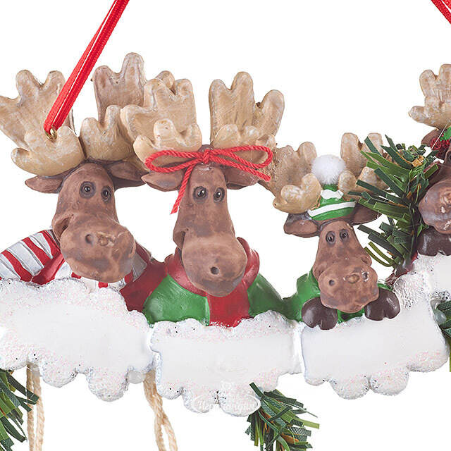 Именная елочная игрушка Лось Хартли и Семья 13*7 см, подвеска Kurts Adler