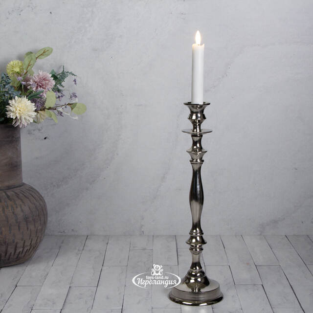 Металлический подсвечник для 1 свечи Марэль 37 см серебряный Koopman