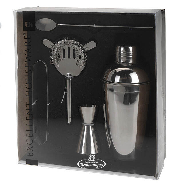 Набор для коктейлей Домашний Бармен серебряный, 5 предметов Koopman