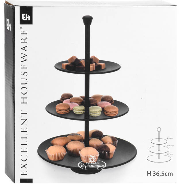 Этажерка для закусок Black Steel, 37*25 см, трехъярусная Koopman (Купман)