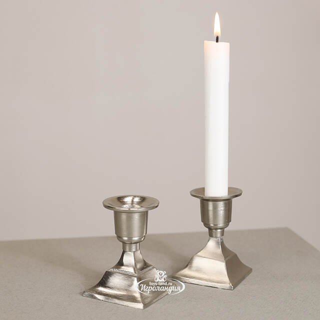 Декоративный подсвечник для 1 свечи Дориус 8 см серебряный Koopman