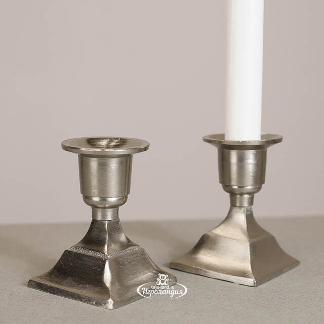 Декоративный подсвечник для 1 свечи Дориус 8 см серебряный Koopman