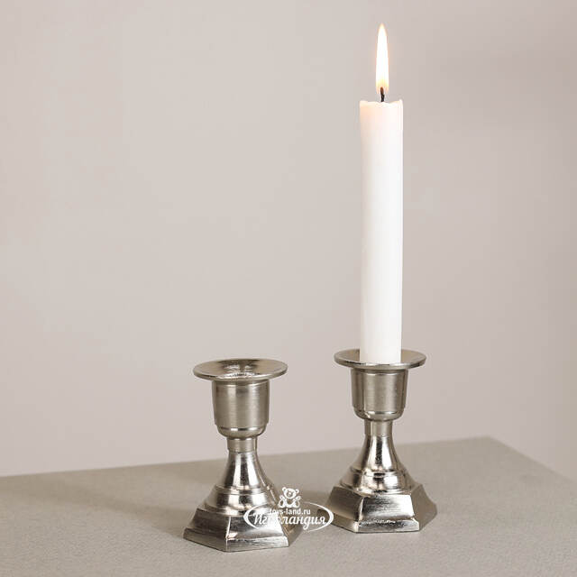 Декоративный подсвечник для 1 свечи Деимус 8 см серебряный Koopman