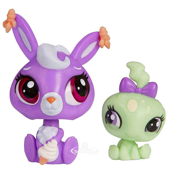 Набор Зверюшка и ее малыш - Зайка и малыш Черепашка Littlest Pet Shop Hasbro