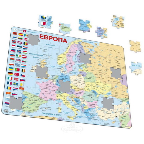 Пазл Карты и Континенты -  Европа, 70 элементов, 37*29 см LARSEN