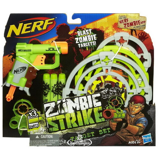 Бластер Nerf Джолт с мишенями Зомби Страйк и мягкими патронами Hasbro