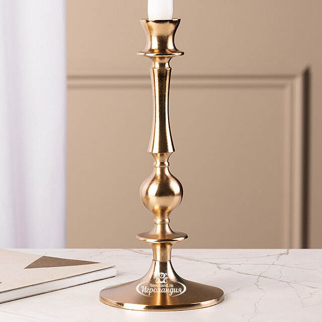 Металлический подсвечник для одной свечи Jenna 27 см золотой Koopman