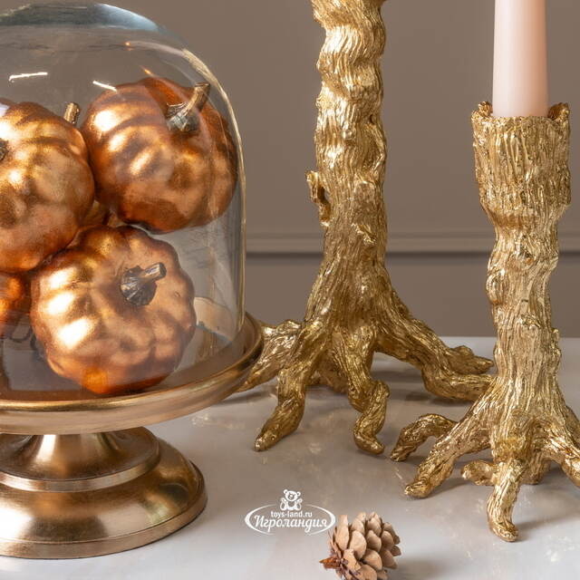 Искусственная тыква для декора Galloway Gold 7 см, 6 шт, на проволоке Edelman