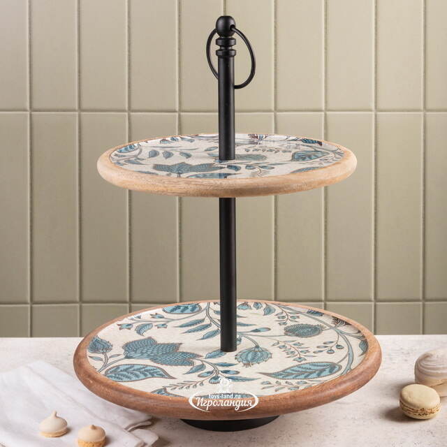 Фруктовница двухярусная Фиори ди Манго 43 см белая, дерево Koopman (Купман)