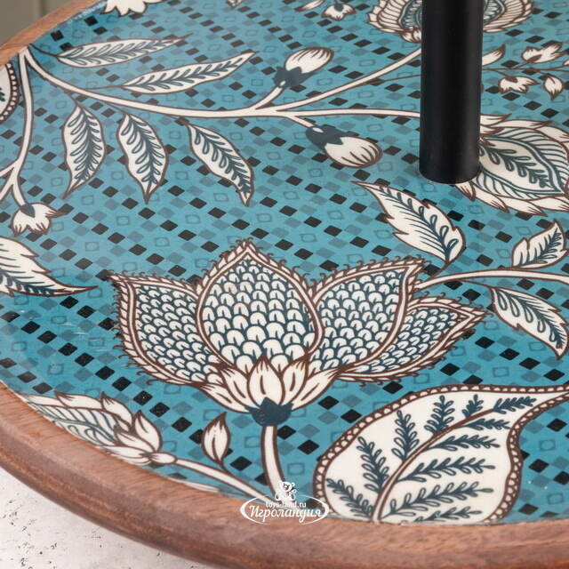 Фруктовница двухярусная Фиори ди Манго 43 см синяя, дерево Koopman (Купман)