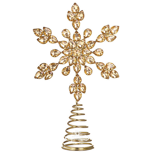 Верхушка на елку Снежинка Вискарди 26 см золотая Koopman