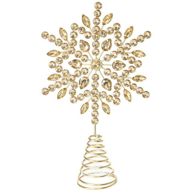 Верхушка на елку Снежинка Джове 26 см золотая Koopman