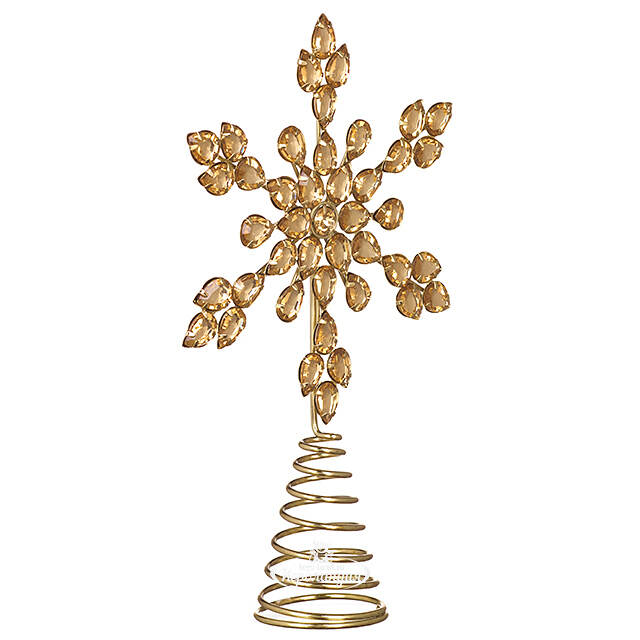 Верхушка на елку Снежинка Вискарди 26 см золотая Koopman