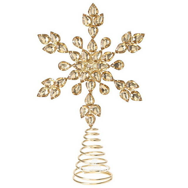 Верхушка на елку Снежинка Вискарди 26 см золотая Koopman